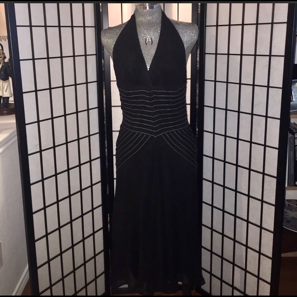 BCBG SILK HALTER TIE BACK HI LOW DRESS SIZ…